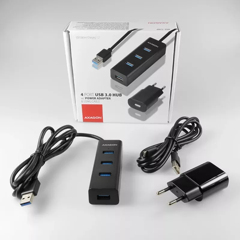 Axagon HUE-S2BP Hub de carga 4x USB 3.0 con cable de 1,2 m incl. fuente de alimentación