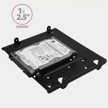 Soporte Axagon RHD-435 para 4x 2,5 pulgadas o 2x 2,5 pulgadas HDD/SSD y 1x 3,5 pulgadas HDD en bahía de 5,25 pulgadas, Metal