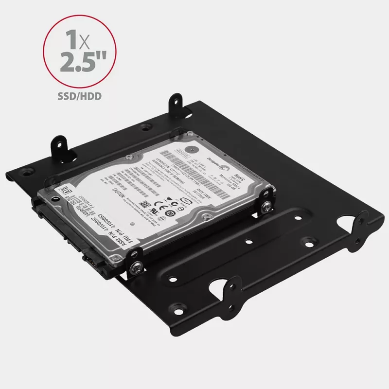 Soporte Axagon RHD-435 para 4x 2,5 pulgadas o 2x 2,5 pulgadas HDD/SSD y 1x 3,5 pulgadas HDD en bahía de 5,25 pulgadas, Metal