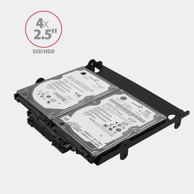 Soporte Axagon RHD-435 para 4x 2,5 pulgadas o 2x 2,5 pulgadas HDD/SSD y 1x 3,5 pulgadas HDD en bahía de 5,25 pulgadas, Metal