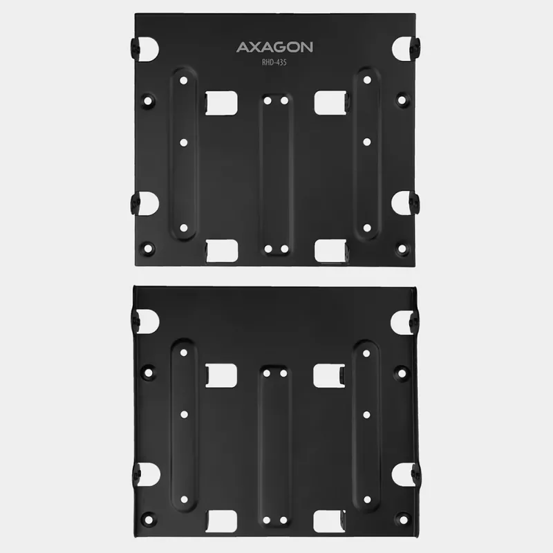 Soporte Axagon RHD-435 para 4x 2,5 pulgadas o 2x 2,5 pulgadas HDD/SSD y 1x 3,5 pulgadas HDD en bahía de 5,25 pulgadas, Metal