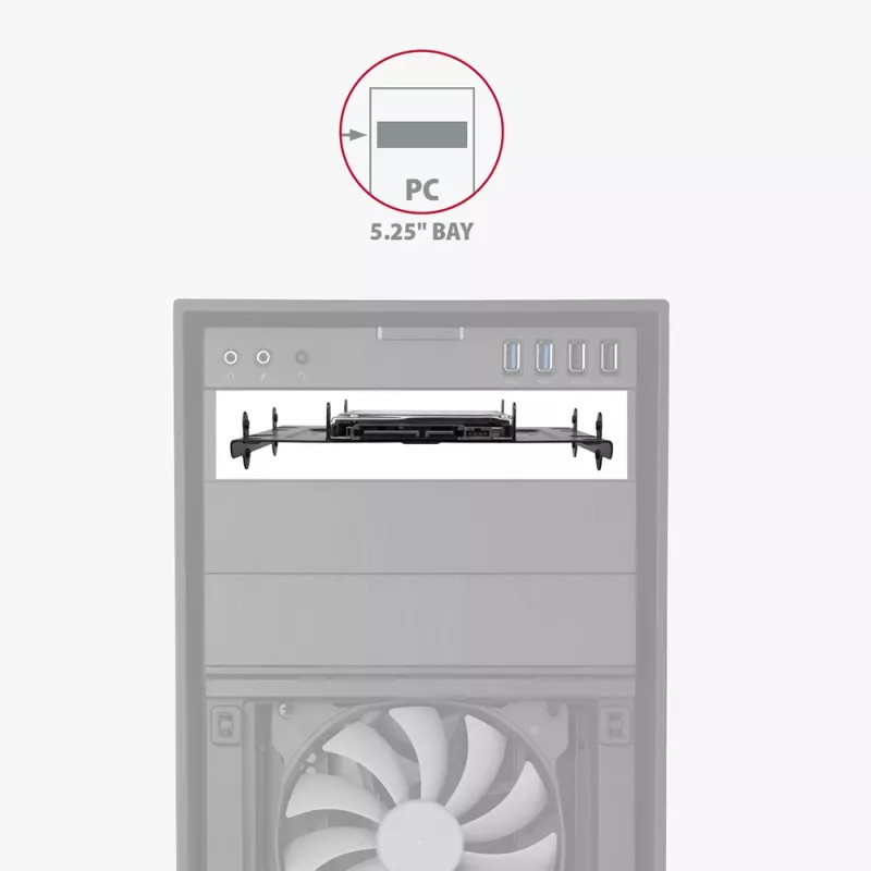 Soporte Axagon RHD-435 para 4x 2,5 pulgadas o 2x 2,5 pulgadas HDD/SSD y 1x 3,5 pulgadas HDD en bahía de 5,25 pulgadas, Metal
