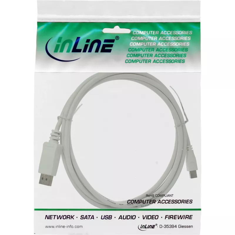 Cable InLine Mini DisplayPort a DisplayPort blanco 2m