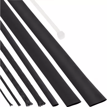 Set de funda de cables + tubo termorretráctil InLine negro