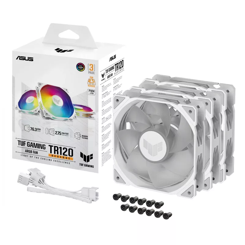 Ventilador de CPU ASUS TUF GAMING TR120 ARGB REVERSE 3IN1 blanco 12 cm