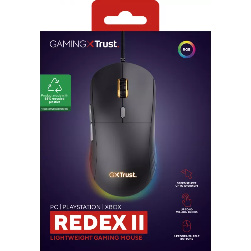 Ratón gaming Trust GXT 925 REDEX II diestro USB Type-A láser 10000 DPI