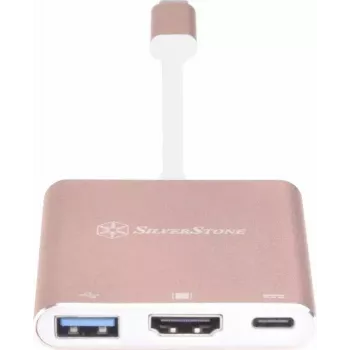 Adaptador de vídeo USB-C a HDMI SILVERSTONE EP08 (USB‑C 3.1, HDMI) rosa