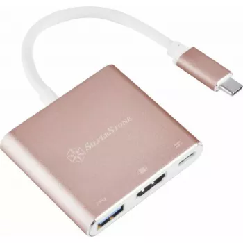 Adaptador de vídeo USB-C a HDMI SILVERSTONE EP08 (USB‑C 3.1, HDMI) rosa