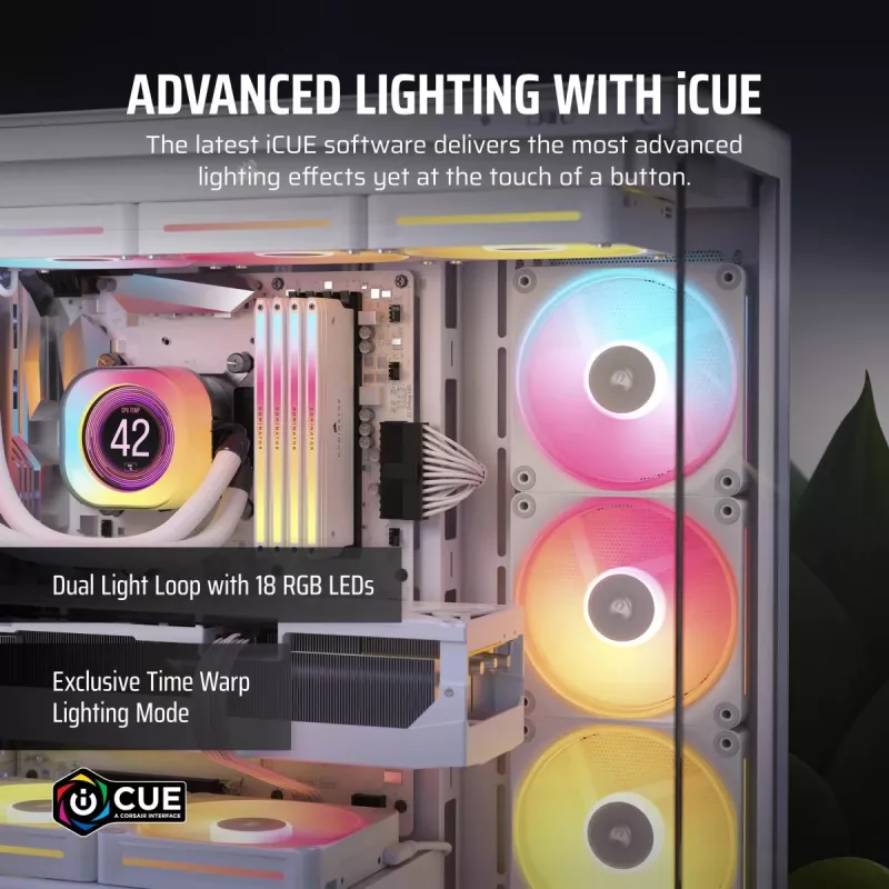 Kit de inicio de ventiladores CORSAIR Icue Link Lx140-r RGB 140mm PWM Reverse - blanco