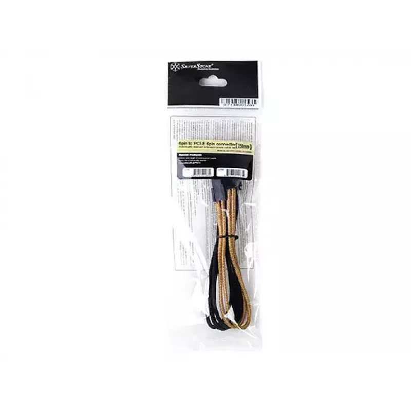 Cable alargador SilverStone PP07-IDE6BG de PCIe de 6 pines a PCIe de 6 pines, 250 mm, negro/oro