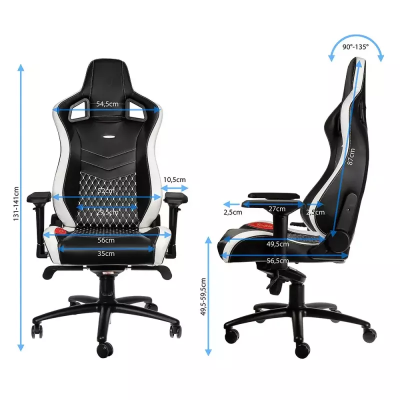 noblechairs EPIC Real Leather silla gaming NBL-RL-EPC-001, negra/blanca/roja