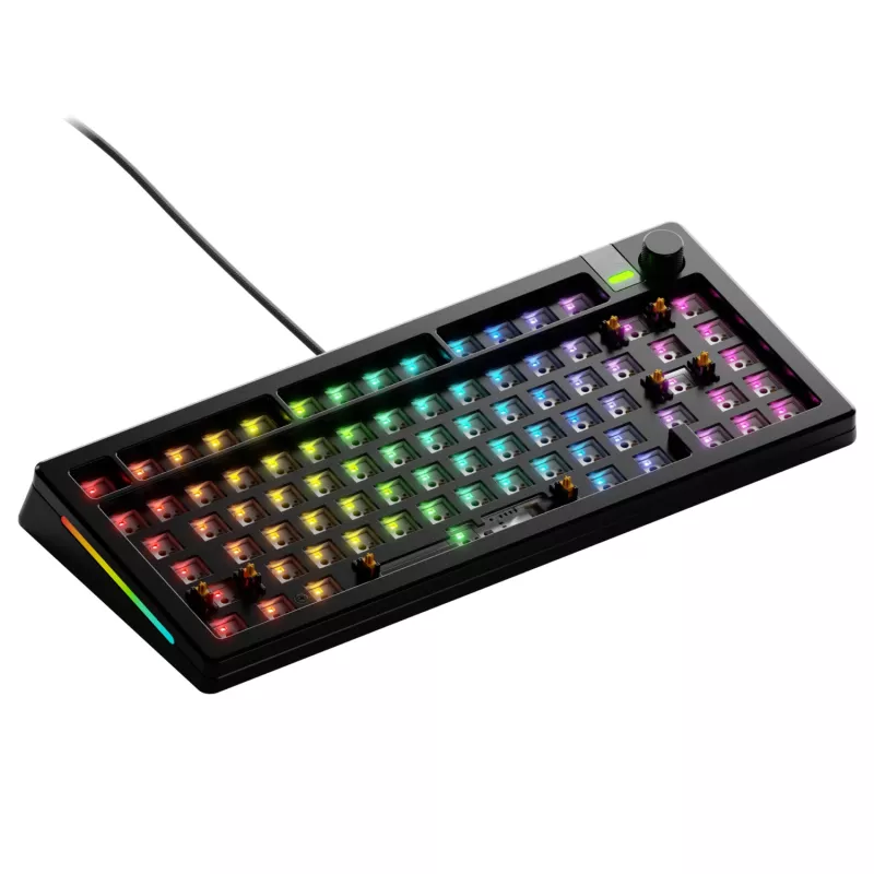 Glorious GMMK 3 Pro 75% teclado gaming barebone GLO-KB-GMMK3-PRO-75-BB-W-BLK-US, con cable, distribución ANSI US, negro