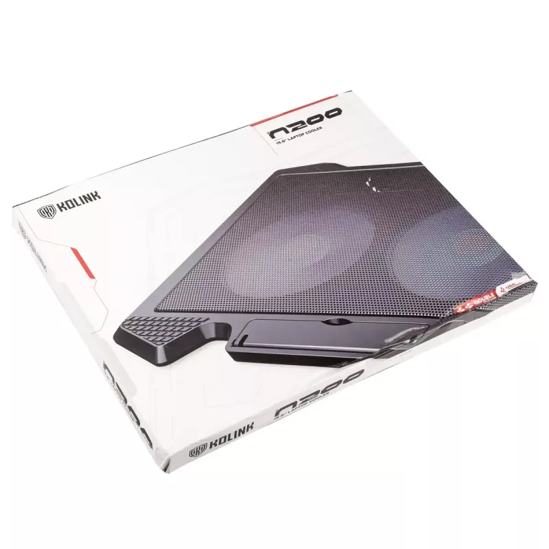 Base refrigeradora para portátil Kolink KL-N200 para portátiles de hasta 39,6 cm (15,6 inch), 2 ventiladores de 140 mm, alimentación USB, negra