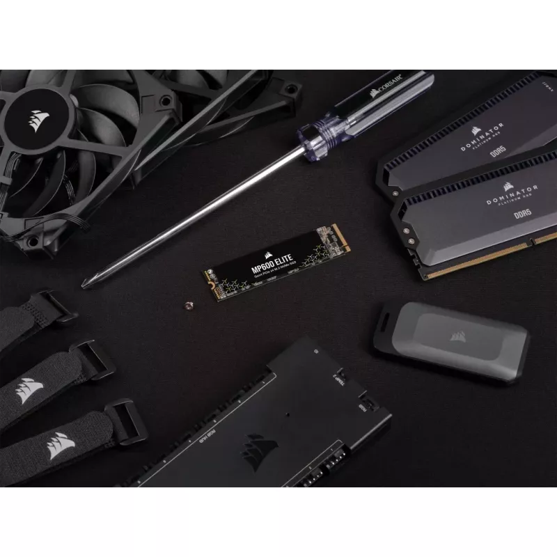 SSD Corsair MP600 Elite CSSD-F1000GBMP600ENH, 1 TB, M.2 2280, PCIe 4.0 x4 NVMe, 3D TLC, cifrado AES de 256 bits