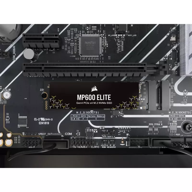 SSD Corsair MP600 Elite CSSD-F1000GBMP600ENH, 1 TB, M.2 2280, PCIe 4.0 x4 NVMe, 3D TLC, cifrado AES de 256 bits