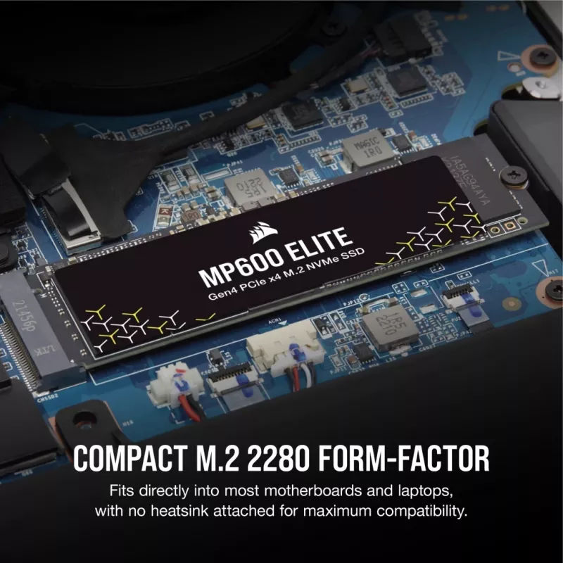 SSD Corsair MP600 Elite CSSD-F1000GBMP600ENH, 1 TB, M.2 2280, PCIe 4.0 x4 NVMe, 3D TLC, cifrado AES de 256 bits
