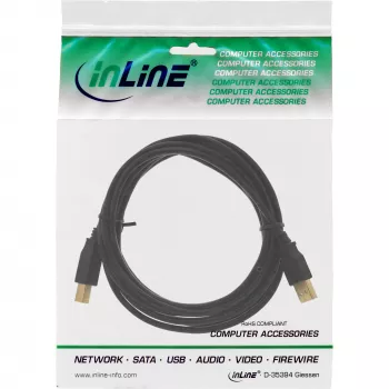 Cable USB 2.0 Type-A macho / Type-B hembra negro dorado 2 m InLine 34518S