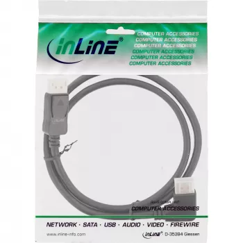 Cable InLine DisplayPort 1.4, 8K4K, en ángulo recto, negro/dorado, 2 m