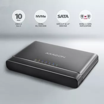 Clone Master USB-C Axagon ADSA-CC NVMe M.2 SSD y SATA HDD