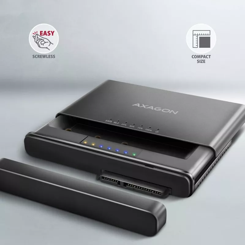 Clone Master USB-C Axagon ADSA-CC NVMe M.2 SSD y SATA HDD