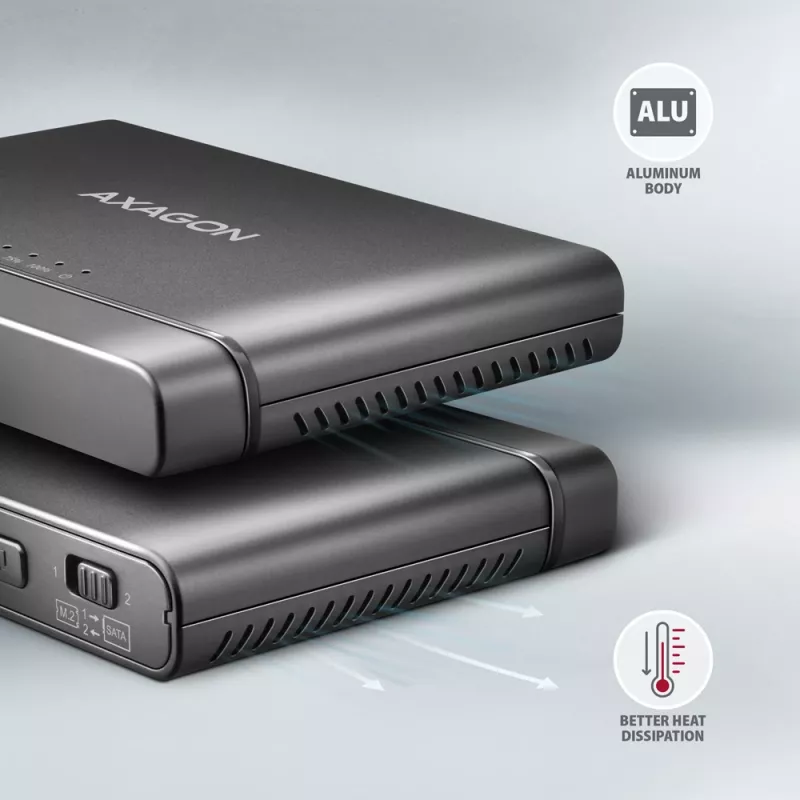 Clone Master USB-C Axagon ADSA-CC NVMe M.2 SSD y SATA HDD