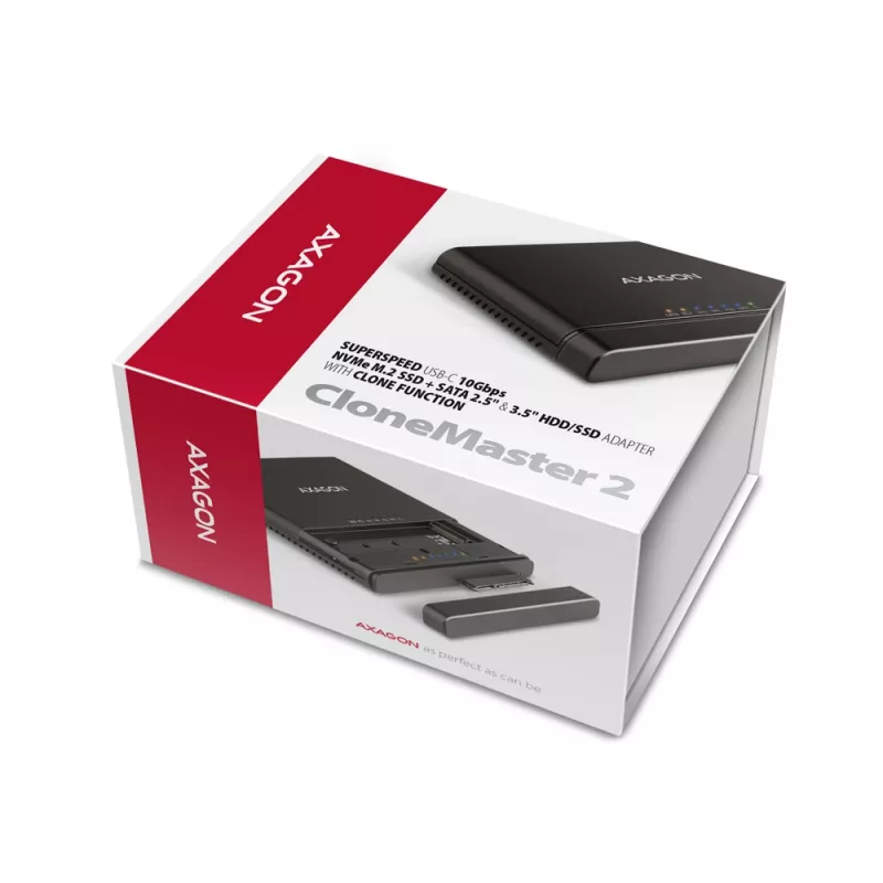 Clone Master USB-C Axagon ADSA-CC NVMe M.2 SSD y SATA HDD