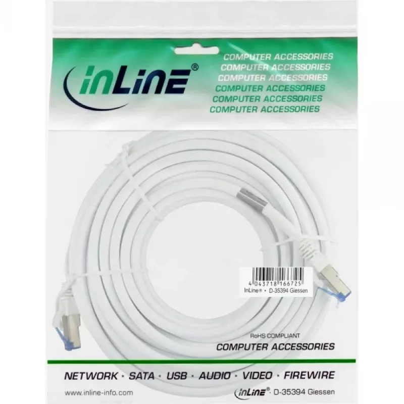 Cable InLine Patch S/FTP PiMF Cat.6A halogen free 500MHz blanco 1m