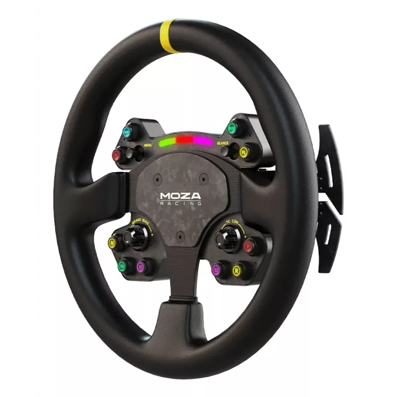 Volante Moza Racing RS V2, volante, PC, Multi, con cable e inalámbrico, negro, fibra de carbono, piel