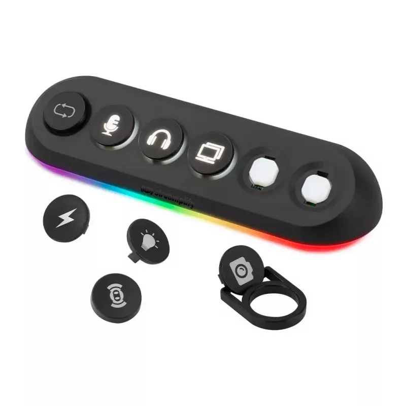 Streamplify HUB DECK 5 concentrador USB, 4x USB 3.0, 1x USB 2.0, RGB, 12V, cable de alimentación UE, negro
