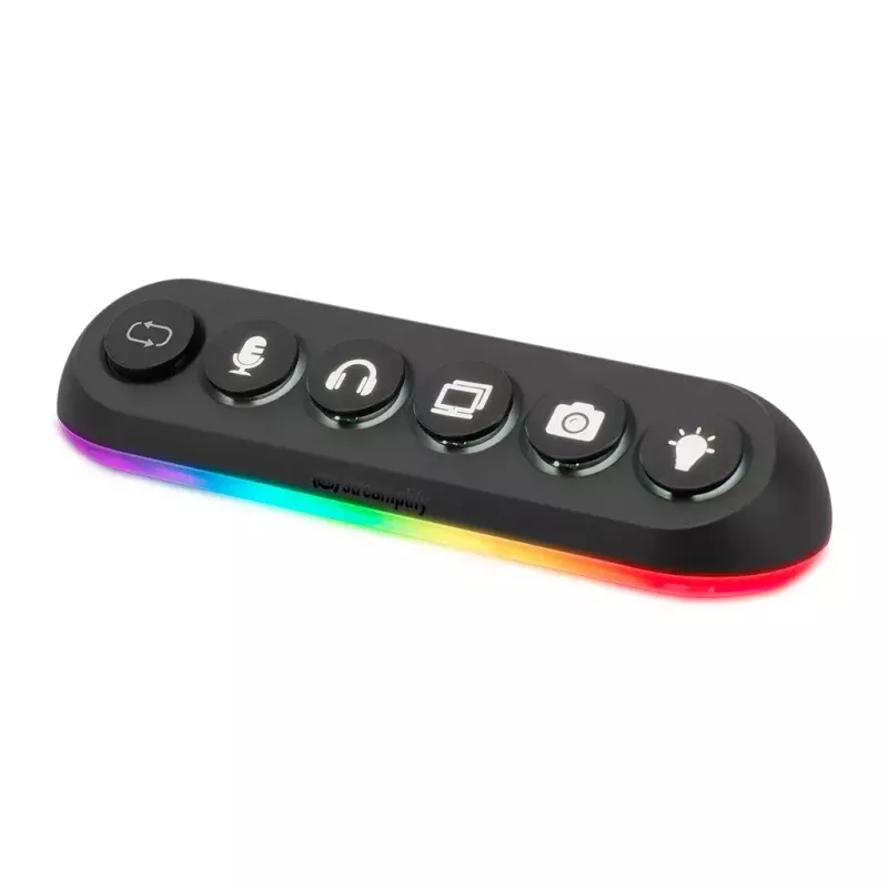 Streamplify HUB DECK 5 concentrador USB, 4x USB 3.0, 1x USB 2.0, RGB, 12V, cable de alimentación UE, negro