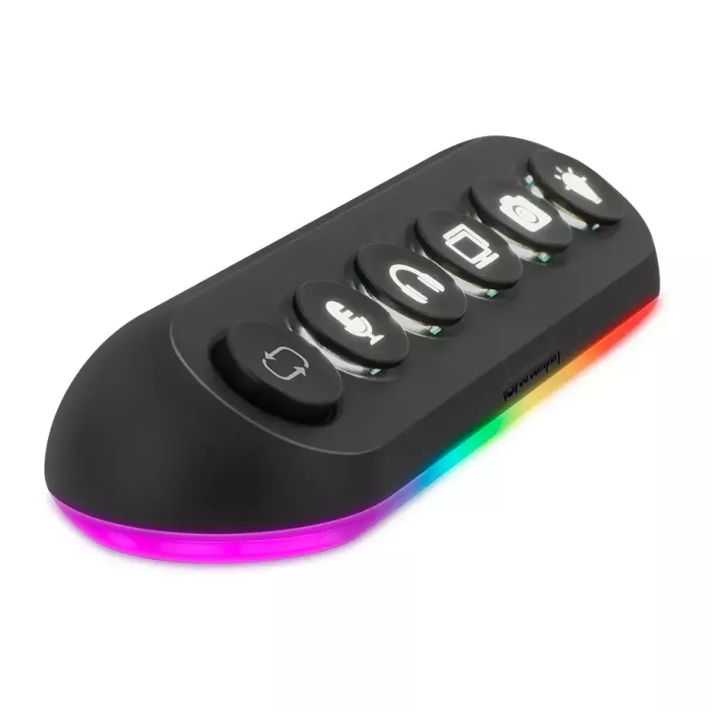 Streamplify HUB DECK 5 concentrador USB, 4x USB 3.0, 1x USB 2.0, RGB, 12V, cable de alimentación UE, negro