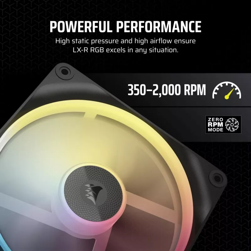 Ventilador Corsair iCUE LINK LX140-R RGB 14 cm negro 2000 rpm 3,55 mmH2O