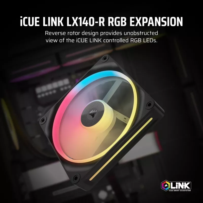 Ventilador Corsair iCUE LINK LX140-R RGB 14 cm negro 2000 rpm 3,55 mmH2O