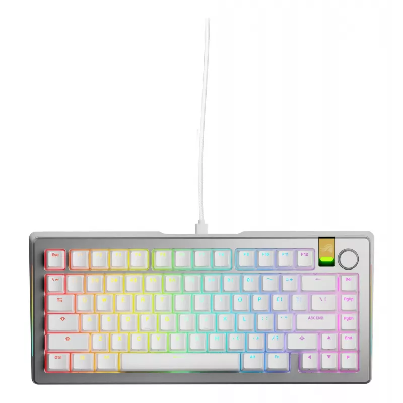 Teclado gaming mecánico GLORIOUS GMMK 3 PRO HE 75% Prebuilt con cable USB QWERTY plata