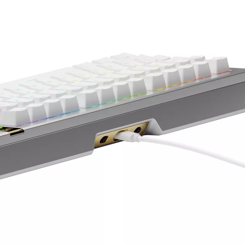 Teclado gaming mecánico GLORIOUS GMMK 3 PRO HE 75% Prebuilt con cable USB QWERTY plata