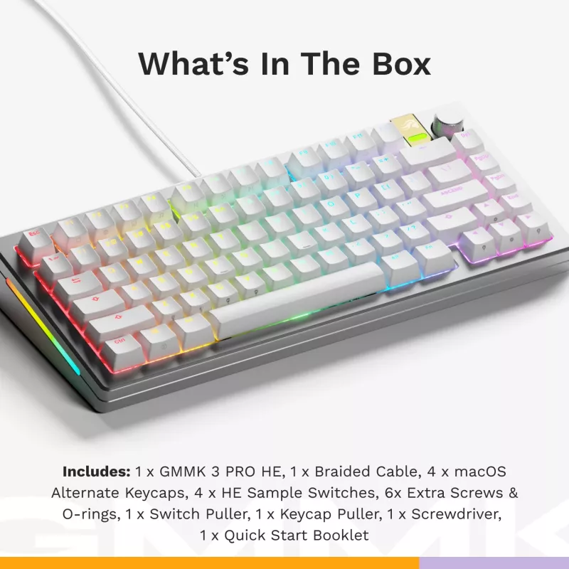 Teclado gaming mecánico GLORIOUS GMMK 3 PRO HE 75% Prebuilt con cable USB QWERTY plata