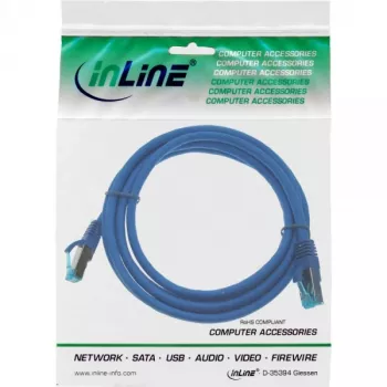 InLine Cable de parcheo S/FTP PiMF Cat.6A libre de halógenos 500MHz azul 0,5m