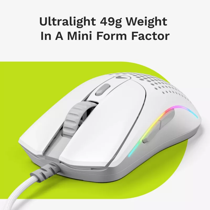 Ratón Glorious Gaming Glorious Model O 2 Mini - blanco mate, diestro, óptico, USB Type-A, 26000 DPI, blanco