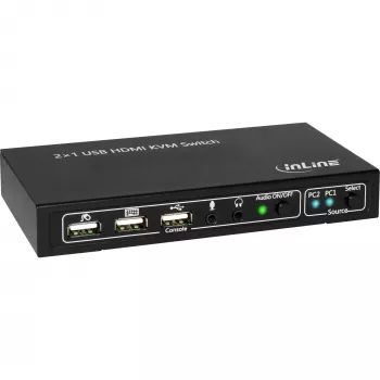 Conmutador KVM HDMI InLine 2x1, 2x1, HDMI 4K2K, hub USB 2.0, con audio