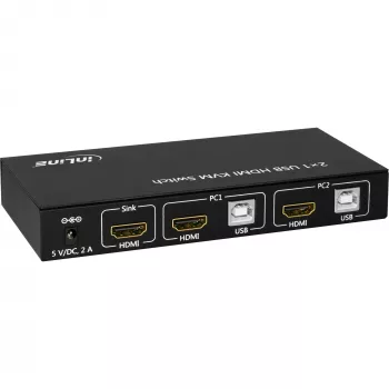 Conmutador KVM HDMI InLine 2x1, 2x1, HDMI 4K2K, hub USB 2.0, con audio