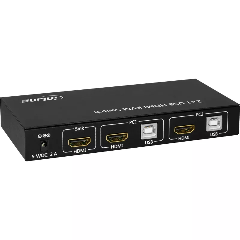 Conmutador KVM HDMI InLine 2x1, 2x1, HDMI 4K2K, hub USB 2.0, con audio