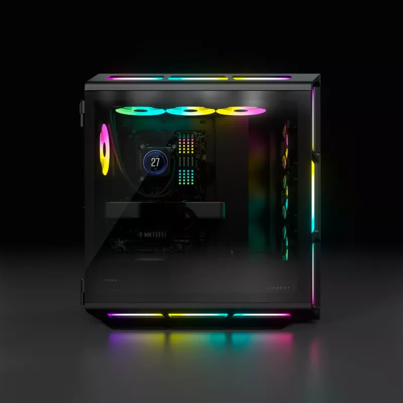 Caja de PC semitorre ATX CORSAIR – iCUE 5000T – RGB Cristal templado – Negro
