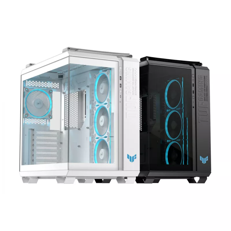 Caja de PC ASUS TUF GAMING GT502 Horizon TG ARGB Blanca — Semitorre, ATX, cristal templado, 4 bahías de 3,5 pulgadas, GPU máx. 400 mm