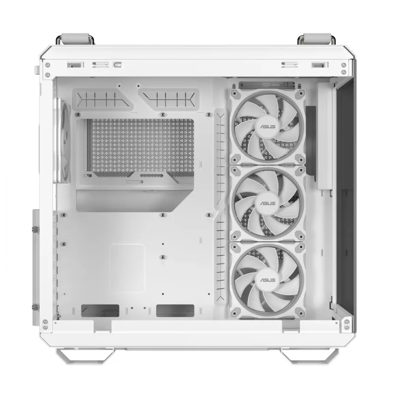 Caja de PC ASUS TUF GAMING GT502 Horizon TG ARGB Blanca — Semitorre, ATX, cristal templado, 4 bahías de 3,5 pulgadas, GPU máx. 400 mm