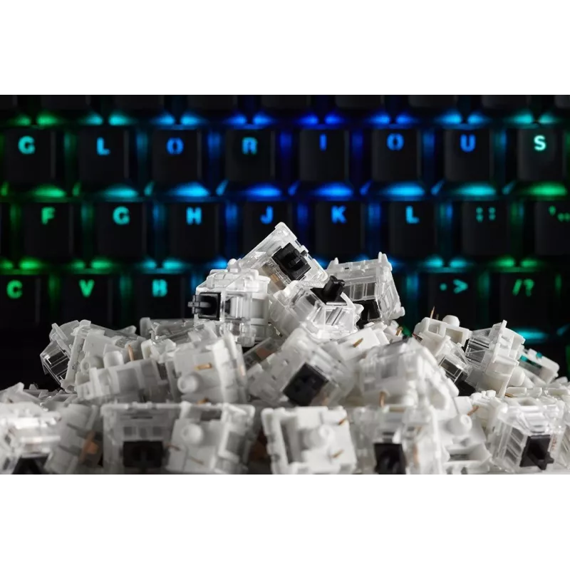 Glorious Gaming Gateron interruptores negros - lineales silenciosos, negro, 120 unidades, Gateron, Glorious PC Gaming Race GMMK, China