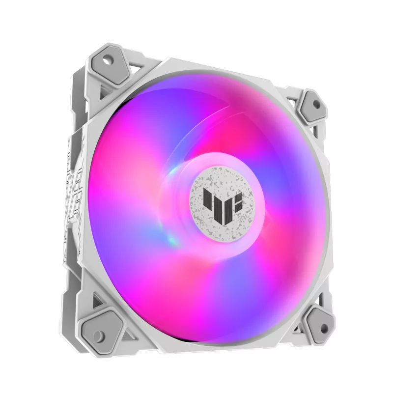 Ventilador de CPU ASUS TUF GAMING TF120 ARGB WHITE EDITION — 3 ventiladores de 120 mm, 1900 RPM, 29 dB, mando a distancia