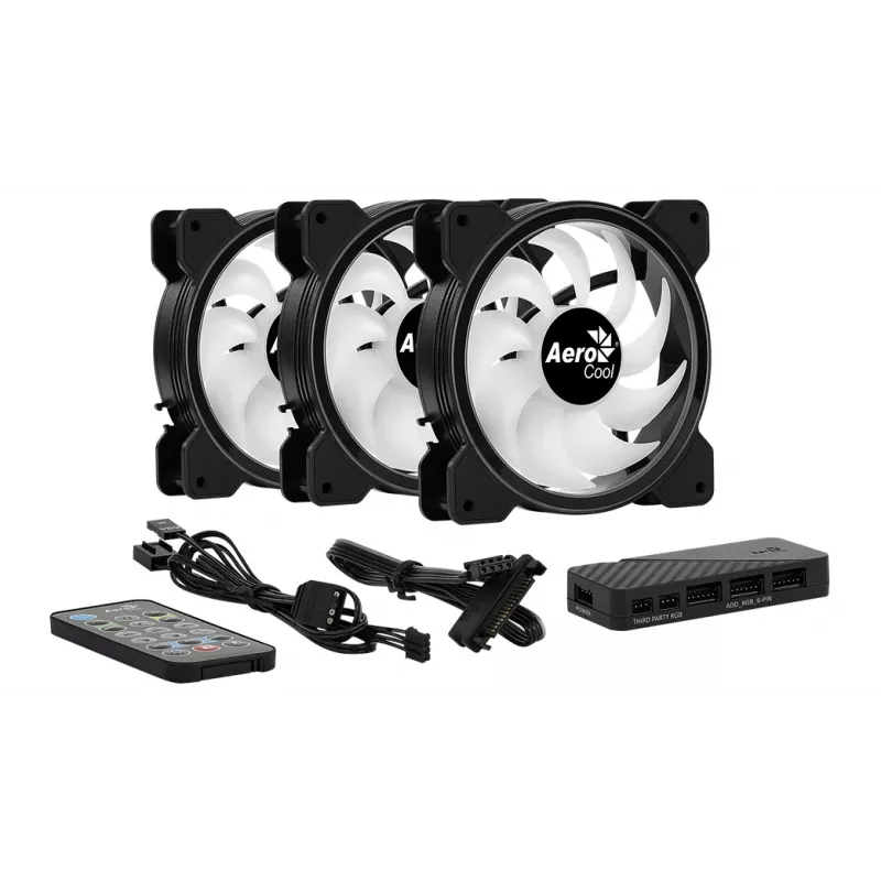Aerocool Saturn 12F Pro ARGB ventiladores de caja, pack de 3 con controlador, 120 mm