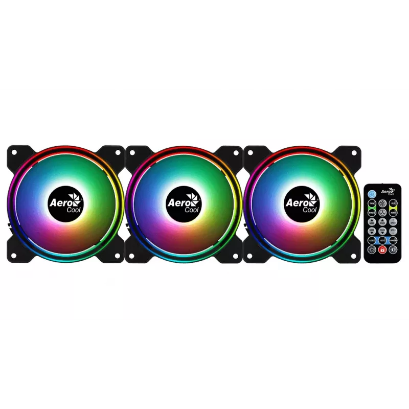 Aerocool Saturn 12F Pro ARGB ventiladores de caja, pack de 3 con controlador, 120 mm