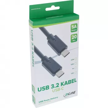 Cable USB 3.2 Gen.2x2 InLine 35701A 1 m USB-C macho/macho negro