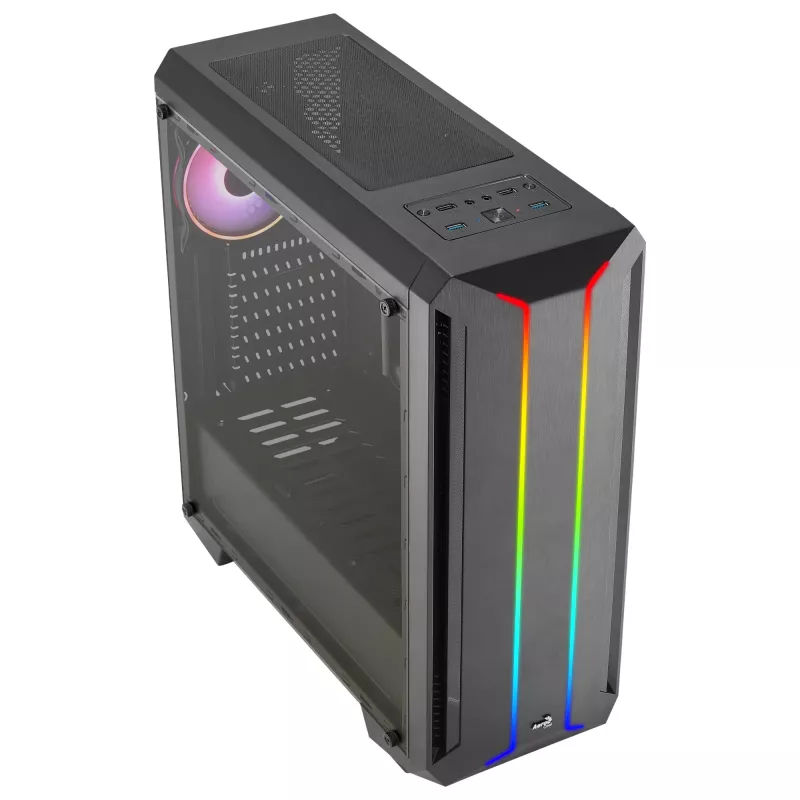 Caja PC ATX Aerocool SKYLINEV2BK doble panel frontal LED ventilador ARGB 12 cm negra